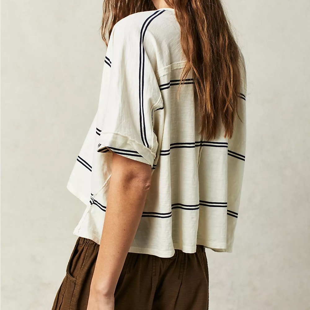 Free People X We The Free Care FP Jaydon Stripe Tee Shirt Top New - Picture 8 of 9